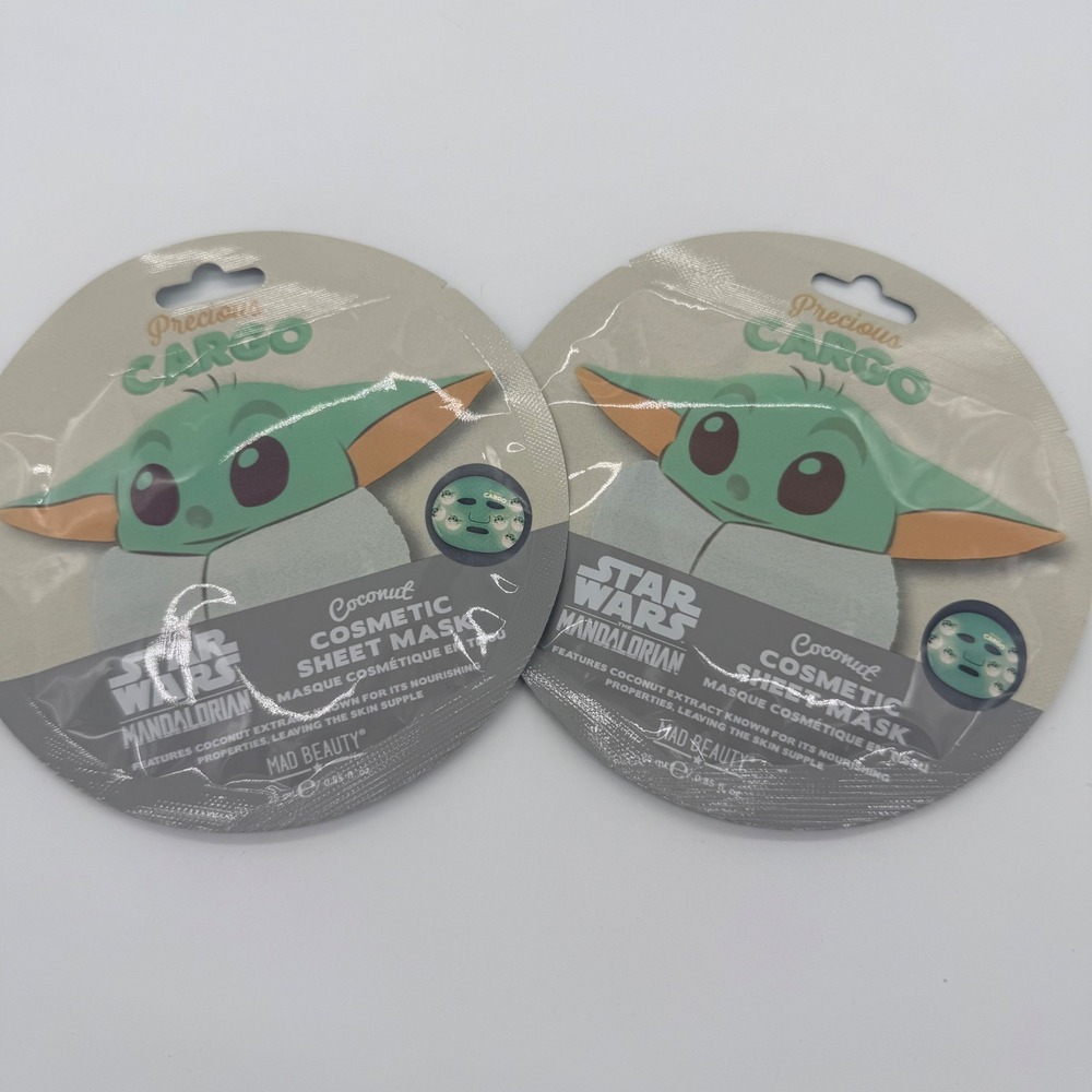 Mad Beauty Star‎ Wars Mandalorian Grogu Coconut Cosmetic Sheet Mask Set of 2 NEW